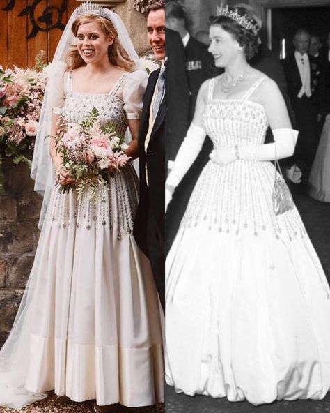 👑 Royal families of Europe  👑 on Instagram: “Do you like it 😍 . For her wedding dress, HRH, Princess Beatrice of York decided to wear a vintage dress by Norman Hartnell, belonging to…” Queen Elizabeth Wedding, Princess Beatrice Wedding, Royal Bride, Royal Wedding Gowns, Rainha Elizabeth Ii, Royal Wedding Dress, Elisabeth Ii, Royal Brides, Sarah Ferguson