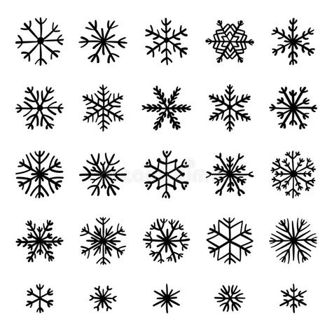 Set of different hand-drawn snowflakes. Doodle snowflakes collection for winter christmas design. royalty free illustration Hand Snowflakes, Drawn Snowflakes, Snowflakes Background, Snowflake Clipart, Snowflakes Drawing, Winter Drawings, Snowflake Svg, Simple Snowflake, Christmas Doodles