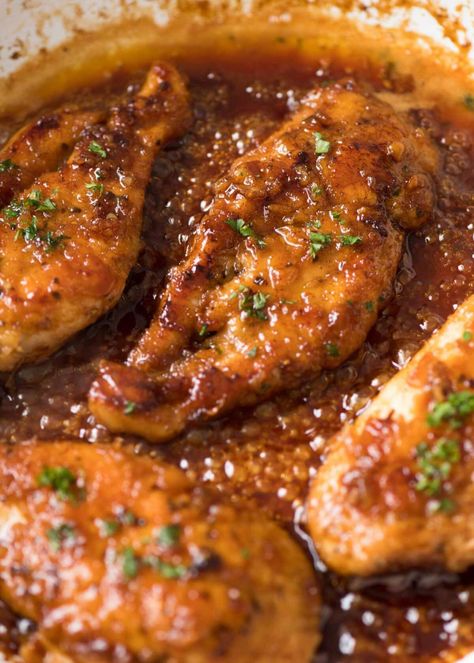 Highly Rated Recipes, High Rated Recipes, Best Rated Recipes On Pinterest, Honey Garlic Chicken Breast, Garlic Vinegar, Garlic Chicken Breast Recipes, Chicken Thights Recipes, Easy Chicken Recipe, Ayam Bakar