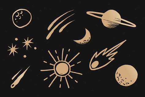 Galaxy Doodle Illustration Elements & Backgrounds · High Quality Stock Designs | rawpixel Space Elements Illustration, Astronomy Doodles, Case Art Ideas, Solar Eclipse Art, Solar System Images, Pencil Case Art, Victorian Letter, Galaxy Illustration, Background Moon