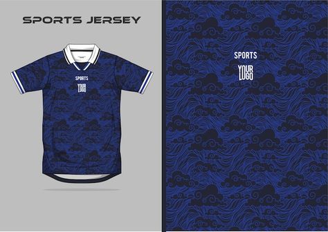 Vector soccer jersey design japanese pat... | Premium Vector #Freepik #vector #soccer-template #football-template #sport #football-design Jersey Design Pattern, Soccer Pattern Design, Football Jersey Pattern Design, Template Jersey, Football Jersey Template, Jersey Design Template, Blue Jersey Design, Jersey Template, Blue Jersey