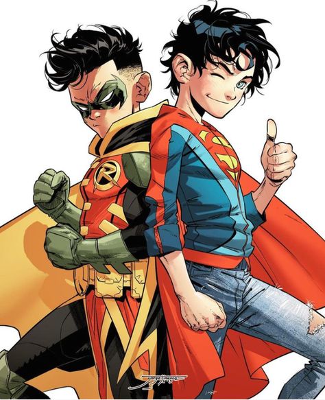 Super Sons, Jon Kent, Robin Comics, Batman Drawing, Superman Family, Comic Book Art Style, Dc Icons, Dc Comics Artwork, Damian Wayne