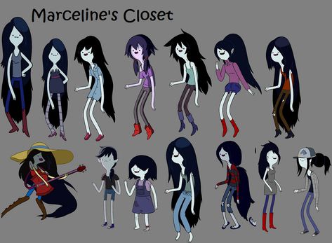 Marceline's Outfits Adventure Time Hairstyles, Marceline Costume, Marceline Outfits, Marceline Cosplay, Adventure Time Clothes, Adveture Time, Marceline And Princess Bubblegum, Marceline And Bubblegum, Adventure Time Characters