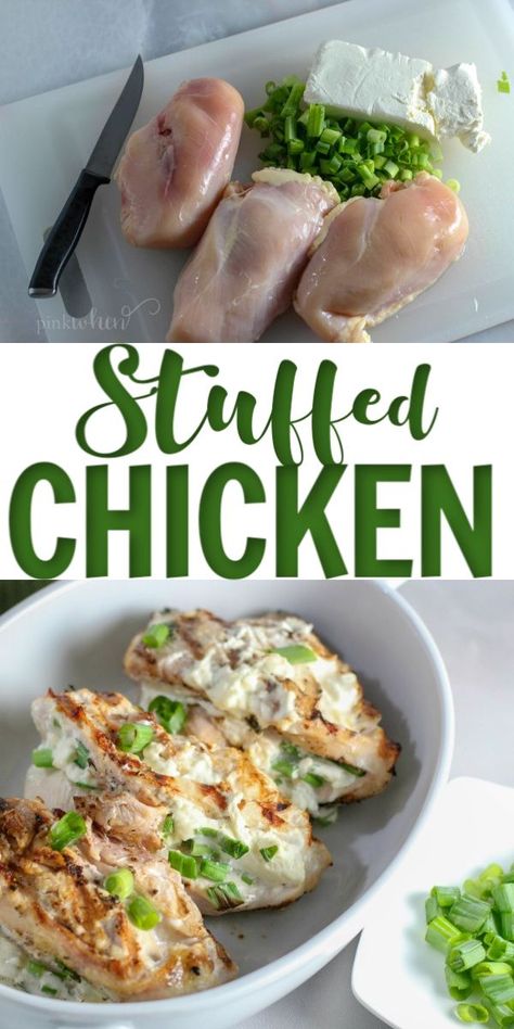 Grilled Cream Cheese, Grilled Stuffed Chicken Breast, Easy Stuffed Chicken Breast, Grilled Chicken Dishes, Green Onions Recipes, Chicken Breast Oven, Stuffed Chicken Breast, Chicken Breast Recipe, Ground Chicken Recipes