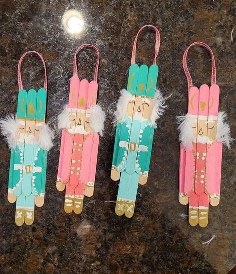 Christmas Crafts For Kids 8-12, Nutcracker Crafts For Kids Easy Diy, Nutcracker Popsicle Stick Craft, Popsicle Stick Nutcracker Ornaments, Popsicle Stick Nutcracker, Christmas Crafts For Classroom, Popsicle Stick Gingerbread House, Aesthetic Christmas Decor, Popsicle Stick Ornaments