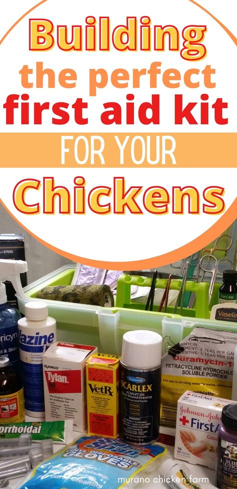 Chicken medications and first aid supplies Chicken Must Haves, Chicken Emergency Kit, Storing Chicken Feed, Chicken Essentials, Chicken Supply Storage, Organizing Chicken Coop Supplies, Chicken Hospital Pen, Chicken First Aid Kit, Must Have Chicken Supplies