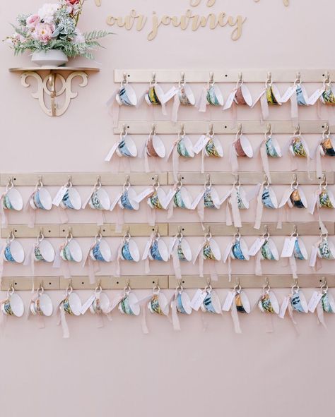 Jasmine on Instagram: “Swipe 👉🏻☕ Playful and Unique seating plan for Grace and Rex Colorful tea cups, calligraphy place cards and blush silk ribbons for decor.…” Colorful Tea Cups, Bridgerton Vibes, Bridgerton Wedding, Calligraphy Place Cards, Unique Seating, Party Seating, Table Seating Chart, Tea Party Table, Table Assignments