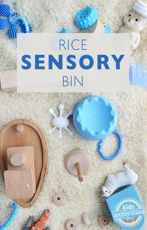 Rice Sensory Bin Kids Activities Blog Diy Sensory Bin, Rice Sensory Bin, Sensory Bin Ideas, Rice Bubbles, Diy Sensory, Sensory Bags, Sensory Crafts, Screen Free Activities, Sensory Bottles