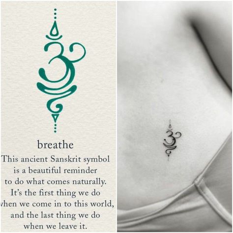 Breathe Sanskrit Tattoo, Breathe Sanskrit, Simbols Tattoo, Fonts For Tattoos, Om Tattoo Design, Yoga Tattoos, Sanskrit Tattoo, Tato Henna, Om Tattoo