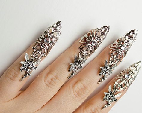 Fairy Arm Cuff, Claw Rings, Nail Armor, Fairy Charms, Claw Nails, Claw Ring, Back Neck Designs, Nail Ring, Dragon Jewelry