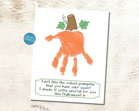 Preschool Placemats, Handprint Pumpkin, Pumpkin Handprint, Kids Preschool Activities, Halloween Handprint Art, Halloween Handprint Crafts, Halloween Handprint, Preschool Construction, Handprint Keepsake