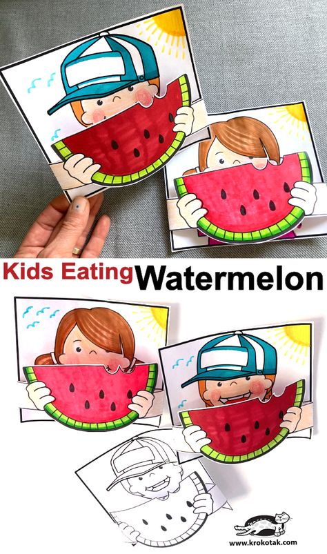 Educational and craft activities for kids and parents Watermelon Craft, Watermelon Activities, Valentine Jokes, Summer Activities For Toddlers, Watermelon Crafts, Recipes Using Bananas, Eating Watermelon, Watermelon Art, Halal Food