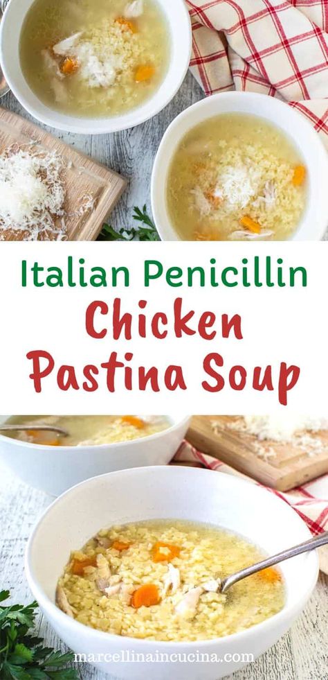 Chicken Pastina Soup Recipe, Quotes About Cooking, Chicken Pastina Soup, Chicken Pastina, Soup For Sick, Pastina Recipes, Pastina Soup, Italian Chicken Soup, Sick Food