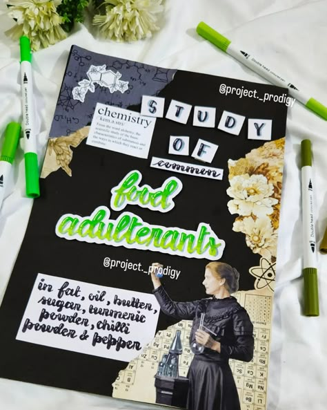 CLASS 12TH CHEMISTRY COVERPAGE✨ TOPIC- STUDY OF COMMON FOOD ADULTERANTS DM FOR ORDERS 🌷 [Custom school projects, Affordable student projects, Decorative project sheets, CBSE project help, Assignment completion services, College project assistance, Holiday homework solutions, Customizable student notebooks, Aesthetic cover pages for assignments, School notebook completion, Student project help online, Custom cover pages for projects] #holidayhomework #cbseprojects #school #schoollife #Scho... Chemistry Posters Project, Chemistry File Decoration Ideas, Notebooks Aesthetic Cover, Aesthetic Cover Pages, Project File Pages Decoration Ideas, Chemistry Cover Page, Chemistry Project Cover Page, Aesthetic Assignment Ideas, Chemistry Project