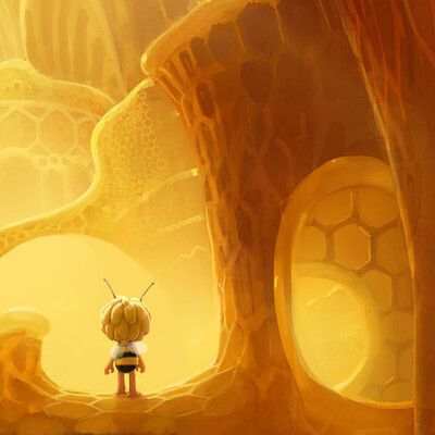 Maya The Bee, Game Concept, Game Concept Art, Featured Art, Bee Hive, Facebook Sign Up, Art Direction, Game Design, Honey