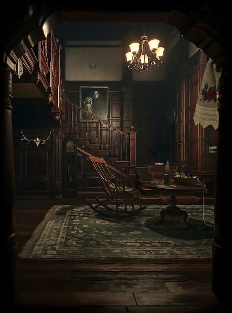 House Beneviento Wallpaper, Re8 Wallpaper, Resident Evil Village Wallpaper, Horror Living Room, Resident Evil Wallpaper, Evil Aesthetic, Layers Of Fear, Resident Evil Village, Creepy Houses