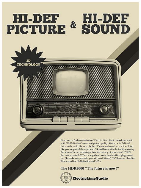 Signalnoise Retro Poster Competition entry by Solo 71, via Flickr #tv #retro #vintage #ad Vintage Tv Poster, Old Television, Electronics Poster, 3d Tv, Poster Competition, Retro Tech, Vintage Television, Retro Gadgets, Retro Radio