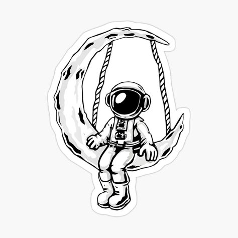 Get my art printed on awesome products. Support me at Redbubble #RBandME: https://www.redbubble.com/i/sticker/Cute-Little-Astronaut-Moon-swing-by-DistincTee/159191986.EJUG5?asc=u My Art, Awesome Products, Moon, Art Prints, Drawings, For Sale, Art