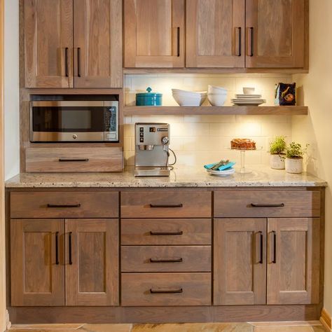 Cubby For Microwave, Microwave In Cupboard Cabinets, Countertop Microwave In Cabinet, Where To Hide Microwave In Kitchen, Microwave Cubby Ideas, Microwave Built In Cabinet, Microwave Cabinet Ideas, Built In Microwave Cabinet, Hidden Microwave