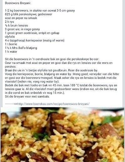 Boerewors Stew, Vleis Resepte, Chicken Diet, Quiche Recipes Easy, Sausage Dishes, Cooking Measurements, Easy Meat Recipes, Veg Dishes, African Recipes