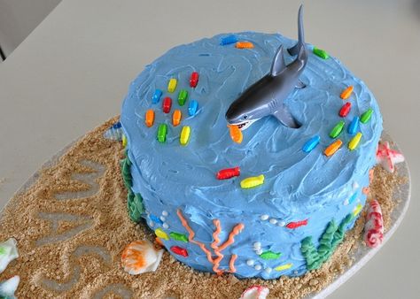 Diy Shark Birthday Cake, Easy Shark Cake Ideas, Shark Bday Cake, Easy Shark Cake, Diy Shark Cake, Cake Shark, Sharknado Party, Shark Birthday Cake, Shark Cakes