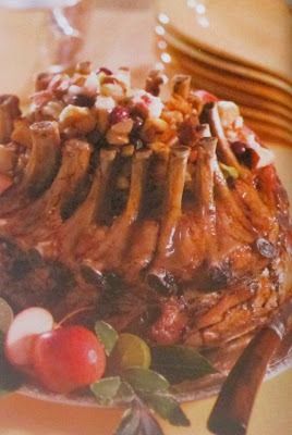 Le Chef Pierre D'Iberville: Crown Roast of Pork with Stuffing Stuffed Crown Roast Of Pork, Crown Roast Of Pork With Apple Stuffing, Crown Pork Roast Recipes, Crown Pork Roast, Pork Crown Roast, Crown Roast Of Pork, Pork Rib Roast, Crown Roast, Apple Pork