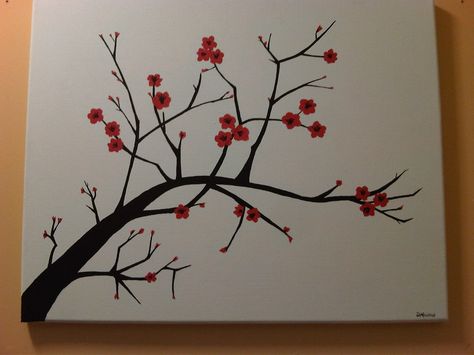 Simple Canvas Painting Ideas | ... to Create a Cherry Blossom Painting | Adventures in Darcie's Head Wall Tree Painting, Tree Painting Easy, Blossom Painting, Wall Tree, Cherry Blossom Painting, Tree Mural, Diy Wall Painting, Simple Canvas Paintings, Painting Easy