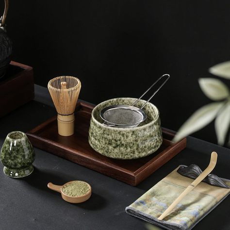 20% off Storewide Todayquanpingen Tea-ceramic Matcha Set With - Etsy Bamboo Whisk, Japanese Matcha Tea, طقم شاي, Matcha Tea Set, Matcha Whisk, Matcha Set, Japanese Tea Set, Tool Stand, Unique Bowls