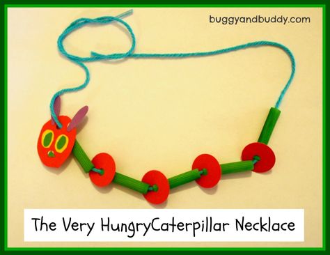 The Very  Hungry Caterpillar Necklace from Buggy and Buddy Hungry Caterpillar Games, Caterpillar Preschool, Thema Fruit, The Very Hungry Caterpillar Activities, Hungry Caterpillar Craft, Hungry Caterpillar Activities, September Crafts, Caterpillar Craft, Hungry Caterpillar Party