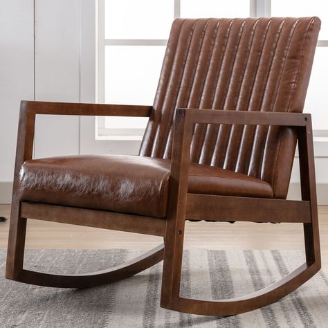 PRICES MAY VARY. 🌟[SAFE SWING ANGLE] This rocking armchair has a safe swing angle, sit on it and you can swing as you wish, like a comfortable and safe embrace. 🌟 [HIGH- QUALITY LEATHER] This comfortable lounge rocker chair is made of high-quality PU leather, soft enough to bring you a good experience of touching. 🌟 [UPHOLSTERED CUSHION] This living room rocking chair has a 22" high channel-tufted back and a 21.7" wide upholstered seat, is filled with a high-quality soft sponge, offering maxi Southwest Interior Design, Southwest Interior, Upholstered Rocking Chair, Upholstered Rocking Chairs, Swivel Rocking Chair, Rocking Armchair, Farmhouse Chairs, Rocking Chair Nursery, Caster Chairs