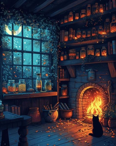 Cluttered Interior, Fantasy Cottage Interior, Witch Cottage Interior, Haunted Houses In America, Cottage Witch Aesthetic, Witch's Cottage, Witches Cottage, Fantasy Cottage, Baba Jaga