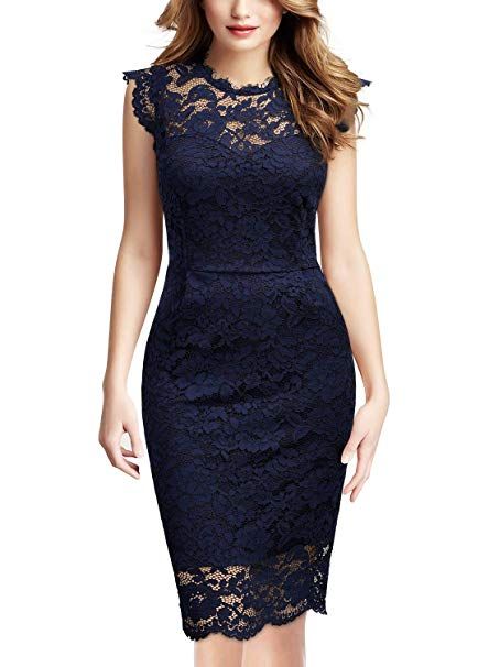 Miusol Women's Retro Floral Lace Slim Evening Cocktail Mini Dress (X-Large, Royal Blue) Renda Kebaya, Best Evening Dresses, Cocktail Mini Dress, Lace Dress Styles, Cocktail Outfit, Mini Dress Formal, Night Dress For Women, Different Dresses, Womens Cocktail Dresses