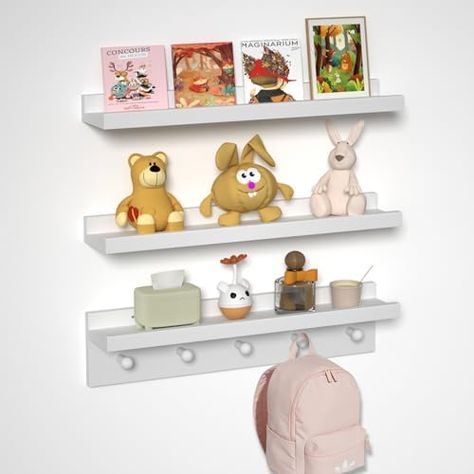 Nursery Book Shelves, Shelves With Hooks, Shelf Ledge, Floating Shelf Wall, Picture Shelf, Nursery Book, Nursery Bookshelf, Shelves For Wall, Floating Shelves Bathroom