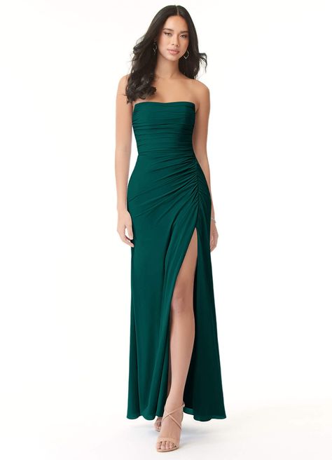 Azazie Darria Bridesmaid Dresses | Azazie Fit And Flare Bridesmaid Dress Long, Dark Teal Dress Bridesmaid, Simple Prom Dress Emerald Green, Forest Green And Navy Bridesmaid Dresses, Forest Green Bridesmaid Dresses Beach Wedding, Peacock Bridesmaid Dresses With Groomsmen, Juniper Bridesmaid Dress, Dark Green Bridesmaid Dresses One Shoulder, Snowball Dresses Windsor