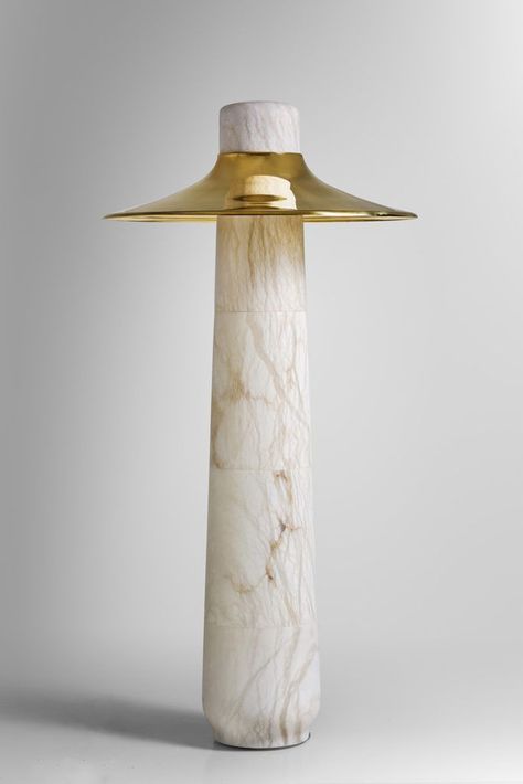 Elegant alabaster floor lamp by Eric Schmitt - photo: Courtesy of Dutko Emerald Green Sofa, Eric Schmitt, Stone Lamp, Marble Lamp, Lamp Floor, Standing Stone, Tiffany Lamps, Room Lamp, Back To Nature