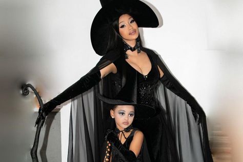 Cardi B and Daughter Kulture Slay in Matching Witch Costumes on Halloween: 'We Put a Spell on You' Mother Daughter Halloween Costumes, Iconic Halloween Costumes, Best Celebrity Halloween Costumes, Witch Costumes, Matching Costumes, Celebrity Halloween Costumes, Witch Halloween Costume, Witch Outfit, Mom And Daughter