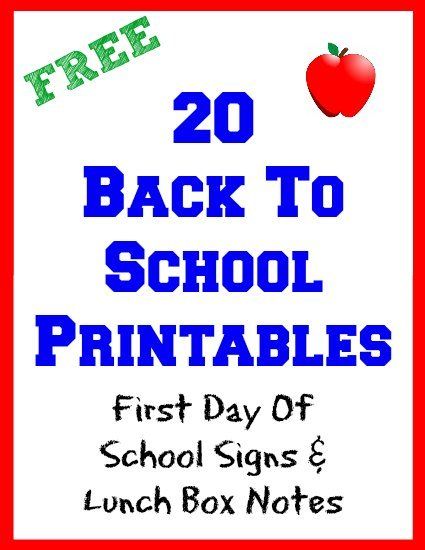 20 Back To School Free Printables First Day Of School Signs & Lunch Box Notes - Back to School School Free Printables, School Lunch Notes, Back To School Printables, First Day Of School Signs, School Countdown, First Day Of School Pictures, Printable Lunch Box Notes, Starting Kindergarten, Suburban Mom