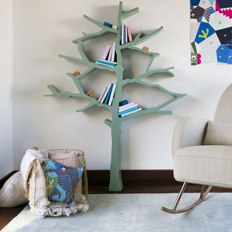 Nursery Works Tree 63" Bookcase & Reviews | Wayfair Modern Safari Nursery, Tree Bookcase, Tree Bookshelf, Baby Boy Room Nursery, Kids Bookcase, Nursery Baby Room, Woodland Nursery Decor, Green Tree, Nursery Inspiration