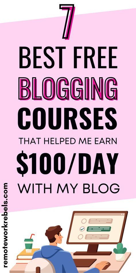 Are you an aspiring blogger? Or have you started a blog but feel stuck? Check these best free blogging courses to learn how to make money blogging and take your blog to the next level. How to start a blog for beginners | Make money blogging resources. How To Blog And Make Money, How To Become A Blogger, How To Start A Blog For Beginners, Starting A Blog, Seo Course, How To Create A Blog Step By Step, Make Money Blogging For Beginners, Free Blogging Course, Making Money From Blogging