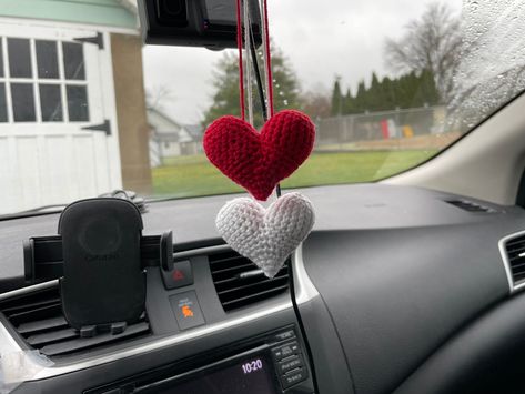 Rearview Mirror Crochet, Car Mirror Hangers Crochet, Crochet Rearview Mirror Decoration, Pink Steering Wheel Cover, Car Mirror Hangers, Rearview Mirror Decoration, Car Accessories For Guys, New Car Accessories, Crochet Car