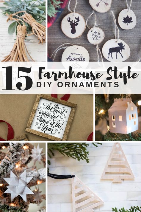 DIY Farmhouse Style Ornaments Cute Homemade Ornaments Craft Ideas, Country Christmas Tree Ornaments, Rustic Christmas Ornaments Farmhouse, Diy Country Ornaments, Diy Farmhouse Tree Ornaments, Diy Christmas Ornaments Farmhouse, Xmas Tree Ornaments Diy Craft Ideas, Fall Tree Ornaments, Country Christmas Ornaments Diy