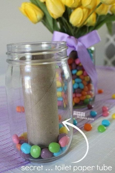 Repurposed Jars, Jelly Bean Jar, Easter Centerpieces Diy, Diy Osterschmuck, Funny Vine, Easter Centerpiece, Jar Diy, Easter Centerpieces, Jelly Bean