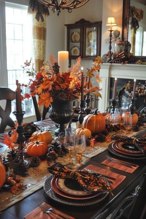 Fall Room Design, Fall Layout, Indoor Fall Decor, Season Decorations, Door Garland, Fall Aesthetics, Fall Themes, Fall Dining Room, Autumn Interior