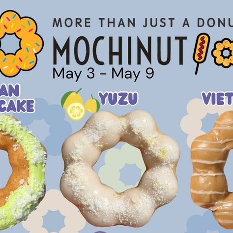 Mochinut Fayetteville | May is Asian American Pacific Islander (AAPI) Month! For our first new mochi donut box of the month, we are doing flavors inspired by pop... | Instagram Mochi Donut, Donut Flavors, Donut Box, Pacific Islander, Asian American, Mochi, Donuts, Instagram