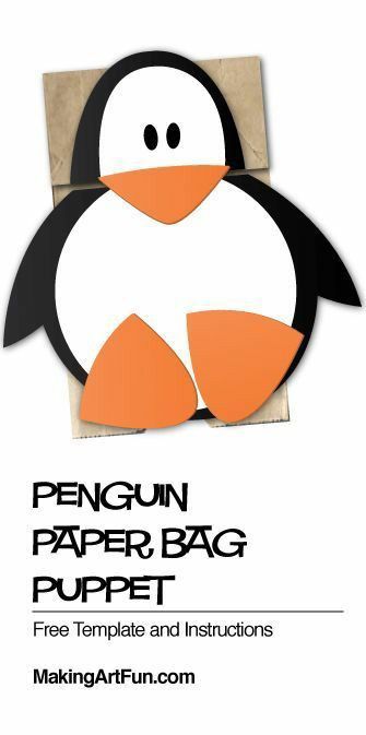 Paper Bag Projects, Penguin Crafts Preschool, Paper Bag Puppet Craft, Craft Paper Bag, Winter Animal Crafts, Winter Crafts For Toddlers, Bag Puppet, Puppet Craft, Storytime Crafts