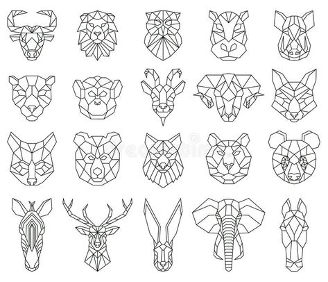 Geometric Animal Coloring Pages, Geometric Art Animal Pattern, Geometric Animals Drawing, Polygon Art Animal, Turtle Geometric, Low Poly Animals, Geometric Animal Head, Animals Geometric, Geometric Animal Tattoo