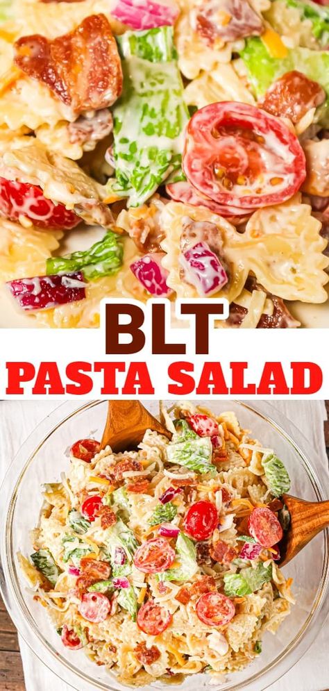 Cold Side Dishes, Mother Thyme, Blt Pasta Salad, Tomato Pasta Salad, Bacon Ranch Pasta Salad, Blt Pasta, Blt Salad, Cold Pasta Salad Recipes, Blt Pasta Salads