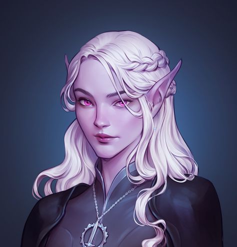 Female Drow Art, Drow Oc, Drow Bard Female, Drow Dnd Art, Drow Female Art, Drow Cleric, Half Drow Female, Drow Paladin Eilistraee, Female Drow