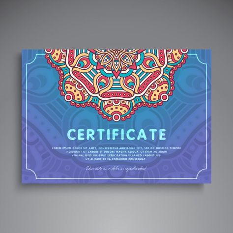 Free Vector | Creative blue ethnic certificate template Creative Certificate Design, Creative Certificate, Kindergarten Certificates, Certificate Layout, Certificate Design Template, Simple Borders, Muslim Kids, Certificate Design, Ethnic Design