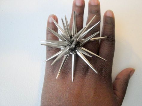 Free Shipping Silver Spike Ring Stretch Ring Punk by NeverMidnight, $27.00 Comeback Era, Golden Tears, Etsy Wishlist, Spike Ring, Stretch Ring, Bobby Pins, Hair Accessories, Ring, Trending Outfits